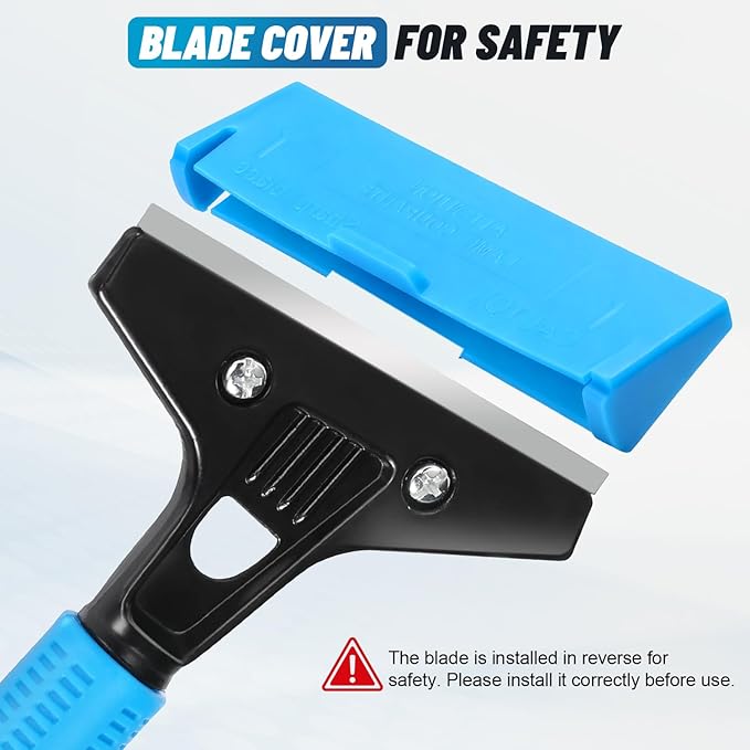 Floor Scraper Long Handle Heavy Duty, Adjustable 8"-72" Razor Blade Scraper Tool, 4 Inch Paint Scraper for Cleaning Floors, Walls, Tile, Glass, Adhesive, Wallpaper, Popcorn Ceiling, Gum (2 Pack)