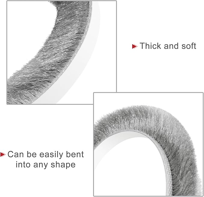 uxcell Weather Stripping Brush, 20ft L x 0.3" W x 0.5" H Self-Adhesive Seal Weatherstrip Sweep Brush Gray for Door Window