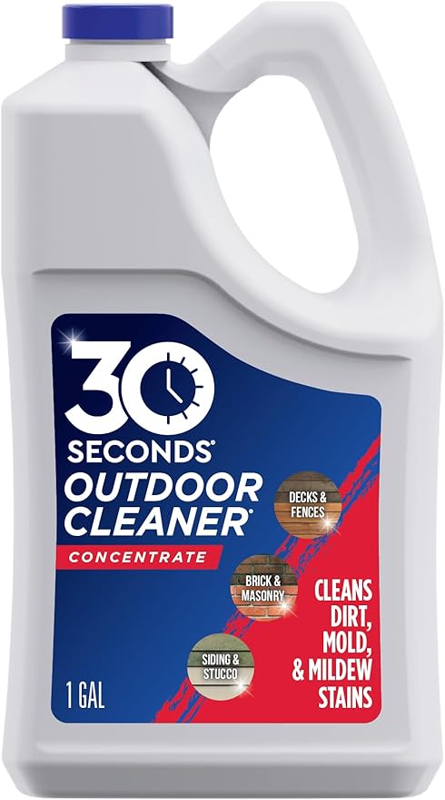 30 SECONDS Outdoor Mold & Mildew Stain Remover | Concentrate | Gallon | Vinyl Siding Fences Patios & More