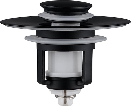 Universal 2 in 1Bathroom Sink Stopper, 1 Pack Pop Up Bathroom Sink Drain Strainer for 1.06"-1.65" Basin Drain Holes, Anti Clogging Drain Filter (Matte Black(s)-1p)
