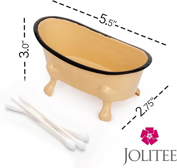 Rustic Enamel 1 Piece 5.5" Metal Clawfoot Mini Bathtub Soap Dish Mini Bath Tub Decoration Clawfoot Tub Soap Caddy Lemon