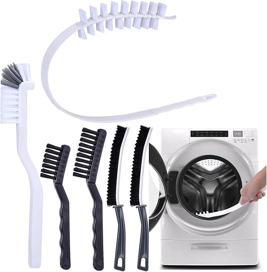 Washing Machine Cleaning Brush Set, 6-Piece Front Load Washer Cleaner Kit with Drum Slot Brush, Crevice Brushes for Rubber Seal