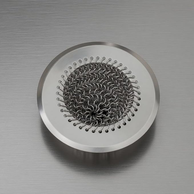 2 Pack Chainlink Kitchen Sink Drain Strainer 4.4 Inch - 304 Stainless Steel Wide Rim Sink Strainer, Chainmail Sink Filter, Fits Most US Kitchen Sinks