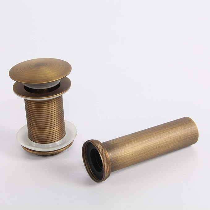 Flybath Sink Drain Antique Brass Bathroom Faucet Large Pop Up Vessel Basin Sink Drain Stopper Without Overflow