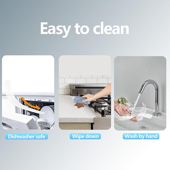 Silicone Stove Gap Covers (2PCS), 25 inch Gap Filler, Oven Counter Side Gap Guard, Heat Resistant & Easy Clean, Semi-Clear