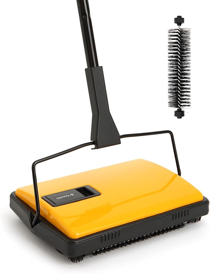 Yocada Manual Carpet Sweeper Cleaner Household Sweeper Hand Push Non-Electric Lightweight for Low&Undercoat Carpets Rugs Home Office Pet Hair Dust Scraps Paper Small Rubbish Cleaning 1*Extra Brush