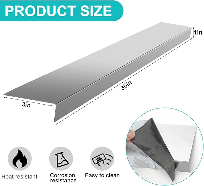 Blulu Universal Stove Gap Cover - 304 Stainless Steel Stove Gap Filler Slide-in Range Trim for Microwave Oven Cooktop Kitchen Decor, 36'' x 3'' x 1''