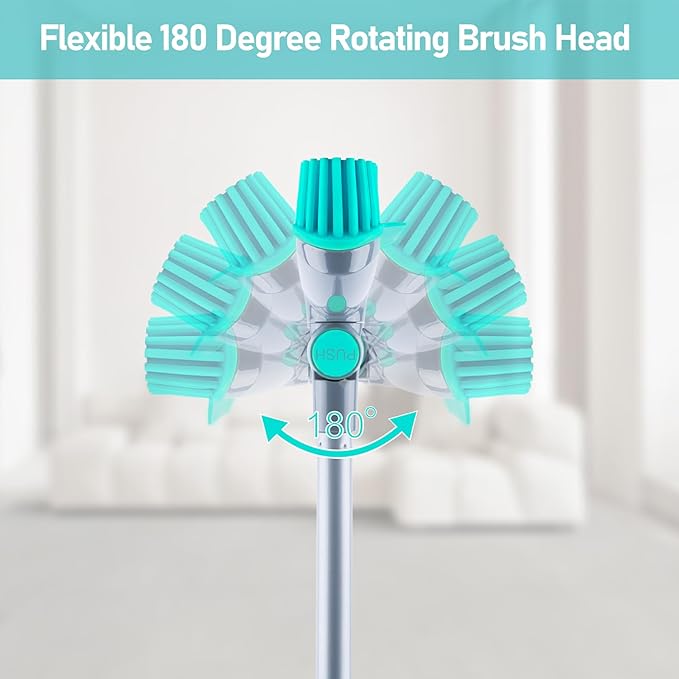 Rubber Broom Carpet Rake for Pet Hair Remover, Fur Remover Broom with Squeegee, Portable Detailing Lint Remover Brush, Pet Hair Removal Tool for Fluff Carpet, Hardwood Floor, Tile, Window (Grey&Blue)