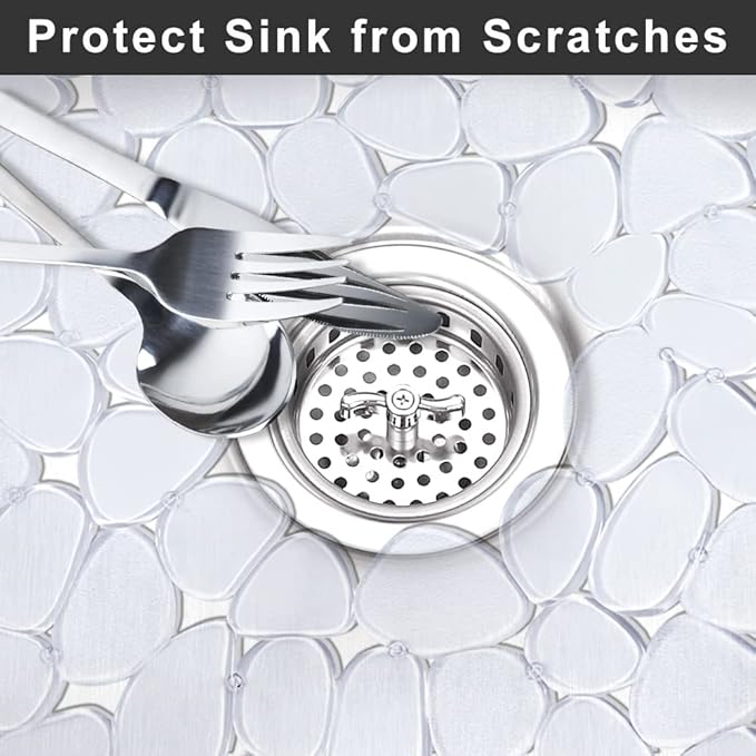 Yolife Pebble Sink Mats for Stainless & Porcelain Sinks, PVC Saddle Protectors - Clear, 2 Pack