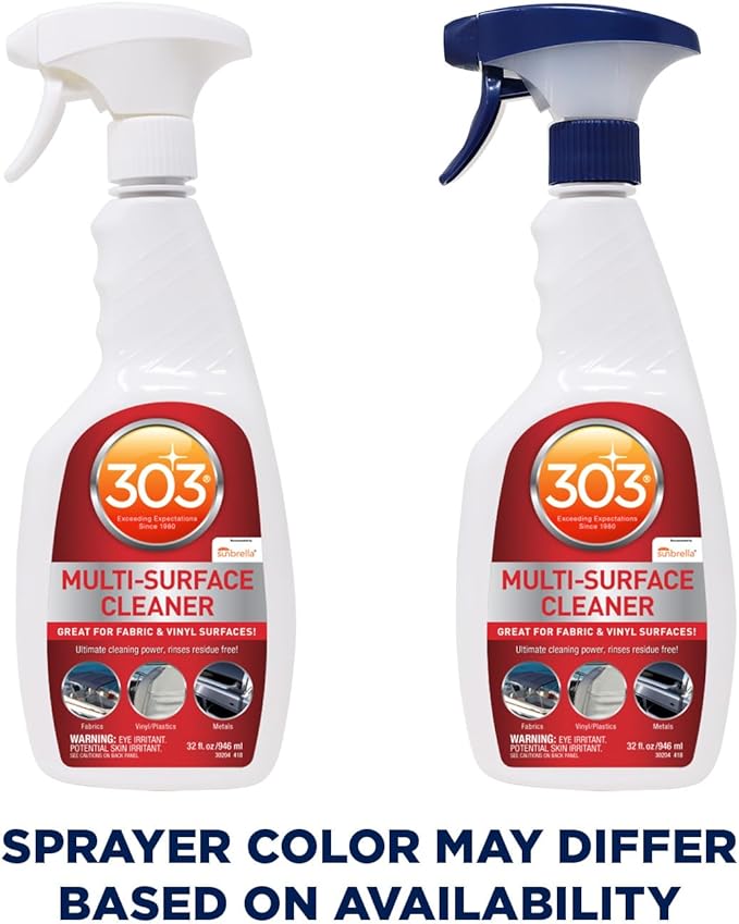 303 Products Marine Multi-Surface Cleaner, Boat Cleaner Spray for Vinyl, Canvas & Upholstery – Removes Dirt & Grime, Sunbrella Recommended, 32 oz