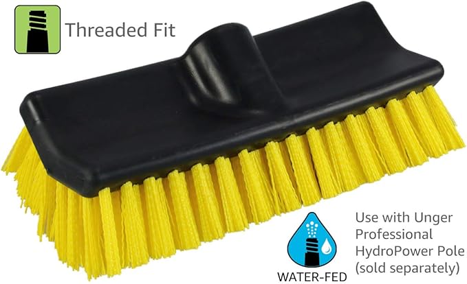 Unger Professional Hydropower Bi-Level Scrub Brush Head, 10" & Swivel Grout and Corner Scrub Brush Head