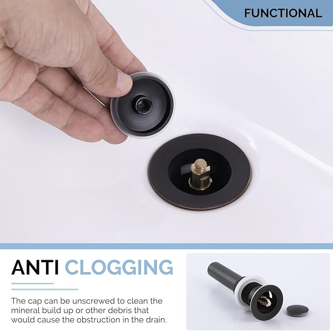 Angle Simple Bathroom Sink Drain with Overflow, Brass Pop Up Vanity Sink Drain Stopper Oil-Rubbed Bronze