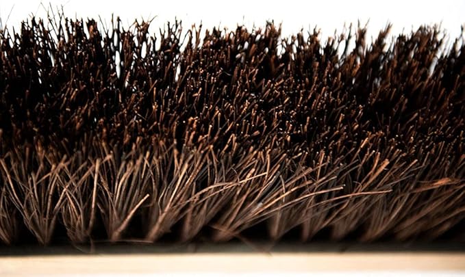 Indoor & Outdoor Broom Head – Heavy Duty Hardwood Block – Palmyra Bristles – Deck Scrub Brush – Two Threaded Handle Holes for Better Assist (14")