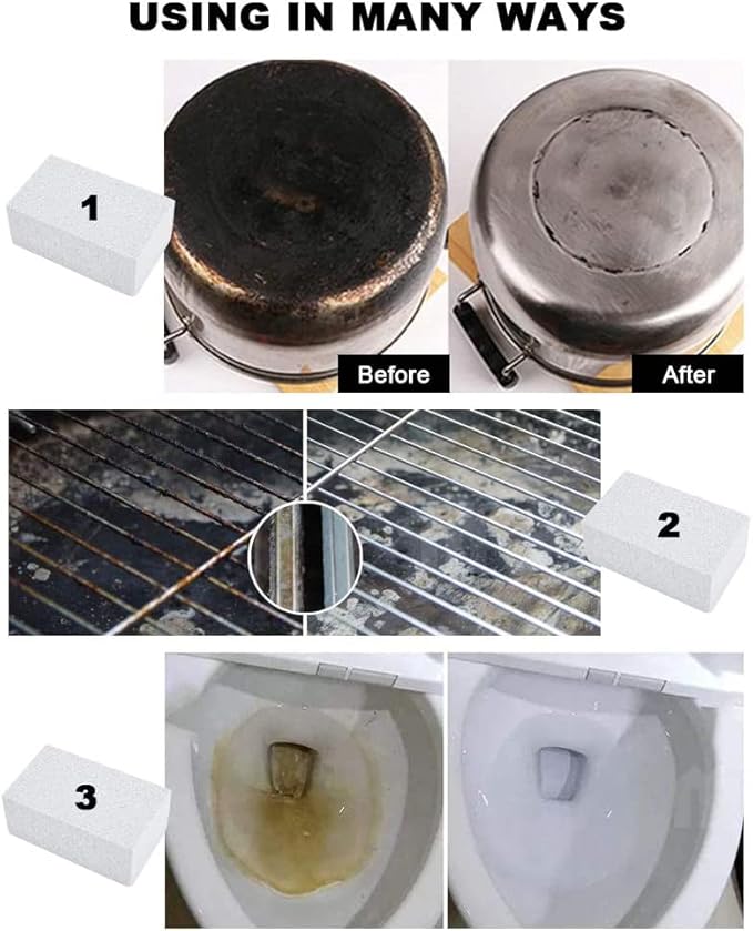 Non Scratch Grillstone Magic Blackstone Block Cleaner Clean Brick Stone Scraper for Removing Stains，Pool, Baking Steel,Oven, Flat Top Cookers, Utensils, Toilet, Hard Skin Callus Remover, 4 pack, White
