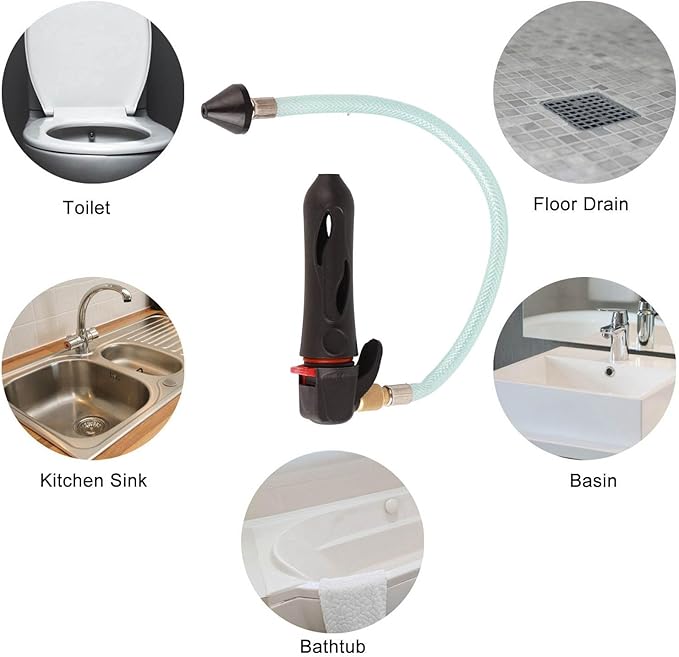 CO2 Cartridge Drain Gun Threaded Drain Gun Portable Threaded Drain Tool for Kitchen Sink, Basin, Toilet and Floor Drain