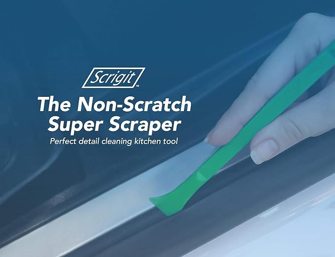 Scrigit Scraper Wide Blade No-Scratch Plastic Scraper Tool, 3 Pack - The Handy Multi-Use Scraping Tool for Removing Food, Labels, Stickers, Paint, Grease -Easy to Hold, Reaches Tight Spaces & Crevices