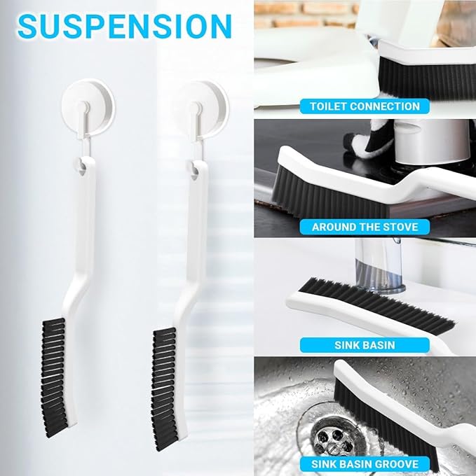Cleaning Brush Set, Multifunctional Hard Bristle Grout Crevice Scrub Brush Tools for Household Bathroom Kitchen Tile Lines Floor Tub Sink Window Corners