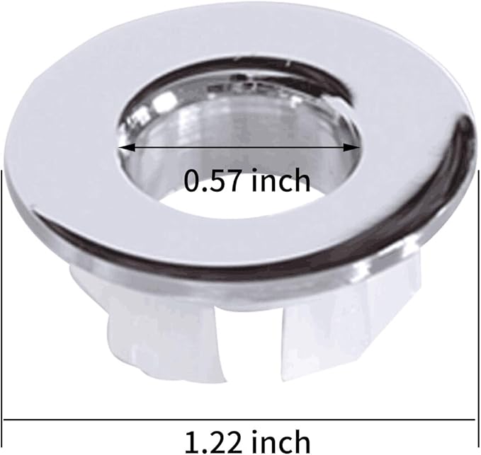 BWE Chrome Sink Basin Trim Overflow Cover Brass Insert in Hole Round Caps