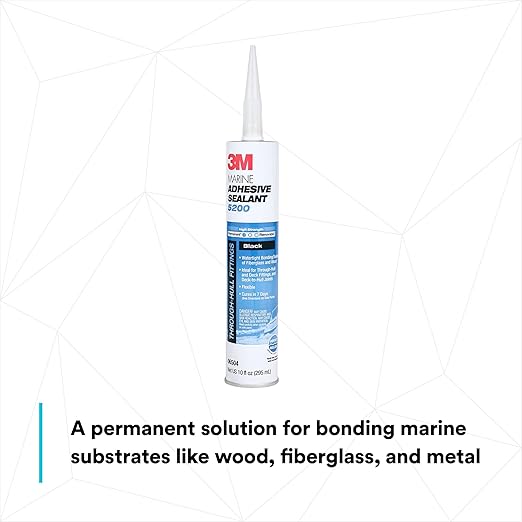 3M Marine Adhesive Sealant 5200 (06504) Permanent Bonding and Sealing for Boats and RVs Above and Below the Waterline Waterproof Repair, Black, 10 fl oz Cartridge with Nozzle