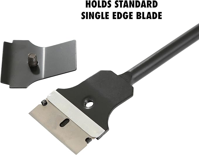 OEMTOOLS 25500 Razor Blade Scraper Tool With Extended Sure-Grip Handle, Glass, Paint, Sticker Scraper And Electric Stove Top Cleaner Tool, 11.5" Long Reach, Includes Razor Blades