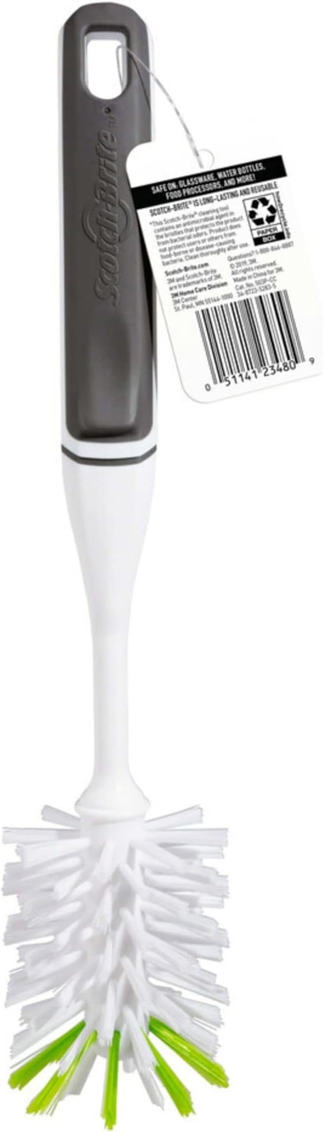 Scotch-Brite Glass and Water Bottle Brush, Long-Lasting, Safe on Glassware, Shaker Bottles, Food Processors, & More, Non-slip handle, Durable, Reusable, Clean in Top Rack of Your Dishwasher