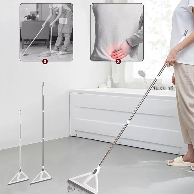 Multifunction Silicone Broom，Squeegee Broom Sweeping Water and Pet Hair，Rubber Magic Broom Sweeper for Floor Bathroom Kitchen Shower，Rugs，Glass Windows（White）