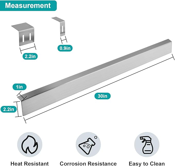 30" Stove Gap Filler, Slide-in Range Rear Filler Kit - Stainless Steel Backsplash for Stove, Easy to Install Backsplash Behind Stove Between Stove Range and Wall for Most Brand Kitchen Stoves