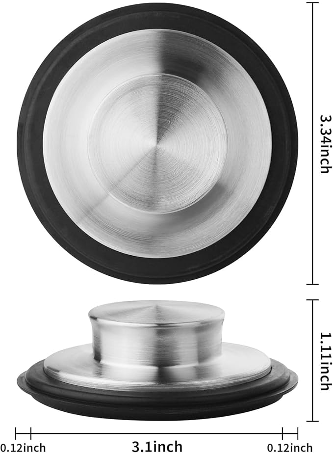 Tifanso Kitchen Sink Drain Stopper Cover, 2PCS Stainless Steel Garbage Disposal Stopper 3.34 Inch Drain Plug, Fits Standard Kitchen Sink Size of 3-1/2 Inch