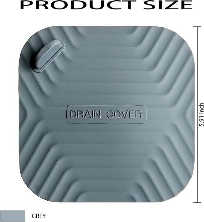 Shower Drain Cover Tub Stopper,2 Pieces Sewer Anti-Odor Mat Deodorizing Drain Plugs for Kitchen,Bathroom and Laundry(5.9x5.9 inch) Gray