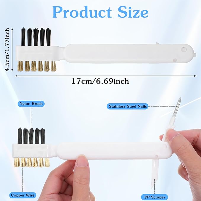 2 PCS Gas Stove Cleaner Brush, Kitchen Cleaning Scrub Brush with Stiff Bristles & Cooktop Scraper Deep Gas Stove Top & Cooktop Scraper for Pot Pan Range Hood Grease Grime