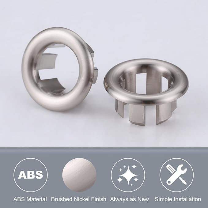 Sink Overflow Ring Brushed Nickel: ARCORA 2 Pack Bathroom Kitchen Sink Basin Trim Overflow Cover Hole Insert Cap