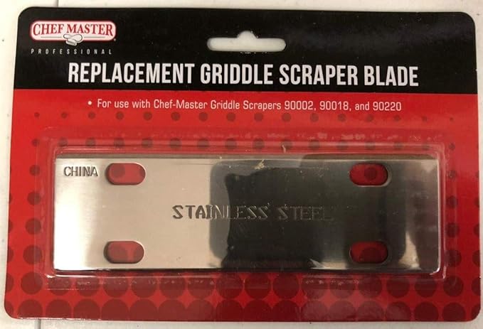 Replacement Blade for Chef Master Griddle Scraper - 5 1/2" Wide x 1.2mm Thick Stainless Steel Reversible Blade - Fits to Most Scrapers - Double Beveled Edge for Chrome Griddles - by FryOilSaver Co.
