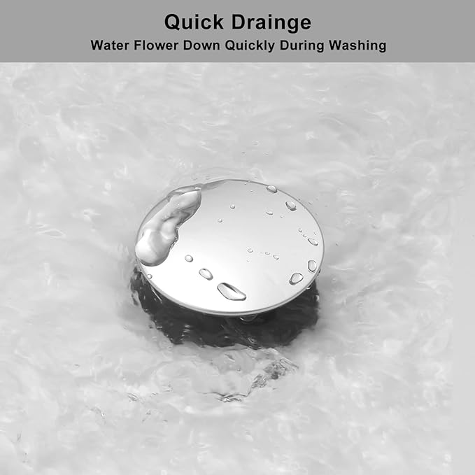Bathroom Pop Up Sink Drain With Overflow - Vessel Stopper and Strainer for Faucet, Vanity or RV - Chrome