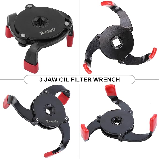 Toolwiz Universal Oil Filter Wrench Adjustable 3 Jaw Oil Filter Removal Tool 2-3/8'' to 3-7/8'' 60-98mm - One Way Design Only for Removing