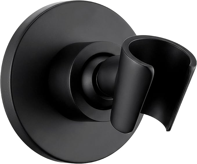 G-Promise All Metal Handheld Shower Head Holder, Adjustable Wall Mount Shower Wand Bracket, Strong Adhesive Disc Mount or Drill Installation (Round, Matte Black)