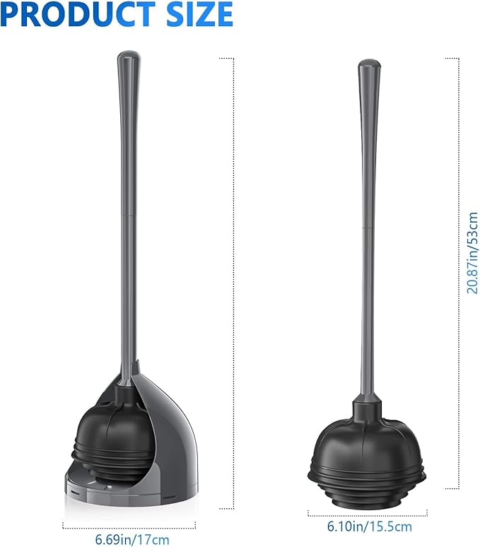 uptronic Toilet Plunger with Holder, Unique Plunger with All-Angle Design, Plungers for Bathroom with Holder, Heavy Duty Toilet Plunger for 5.7-inch Toilet Drain Bathroom Cleaning