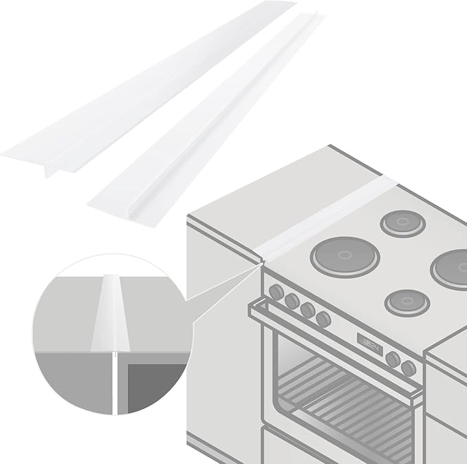 Silicone Stove Gap Covers (2PCS), 25 inch Gap Filler, Oven Counter Side Gap Guard, Heat Resistant & Easy Clean, Semi-Clear