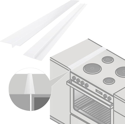 Silicone Stove Gap Covers (2PCS), 25 inch Gap Filler, Oven Counter Side Gap Guard, Heat Resistant & Easy Clean, Semi-Clear
