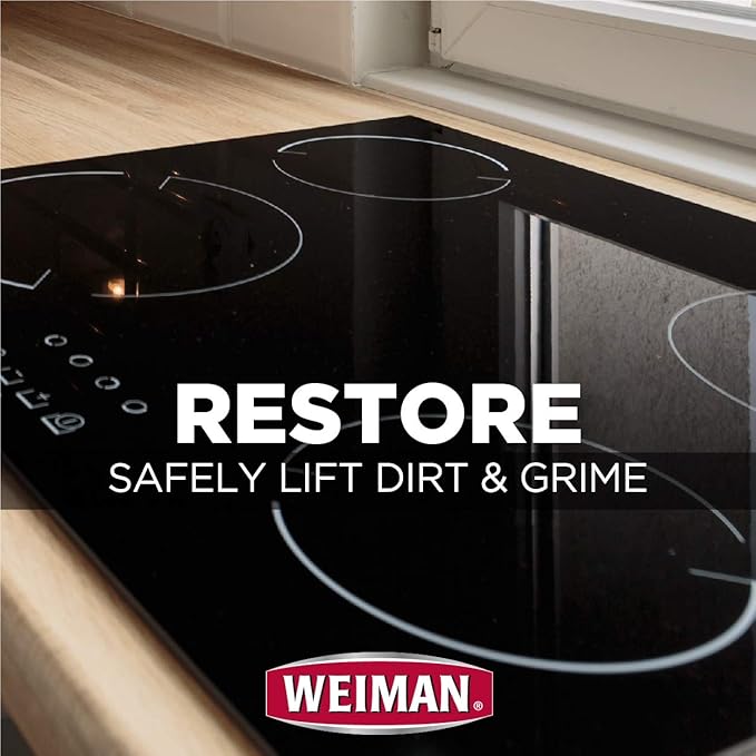 Weiman Cook Top Scrubbing Pads – Gently Clean and Remove Burned-on Food from All Smooth Top and Glass Cooktop Ranges, 3 reusable pads (Pack of 2)