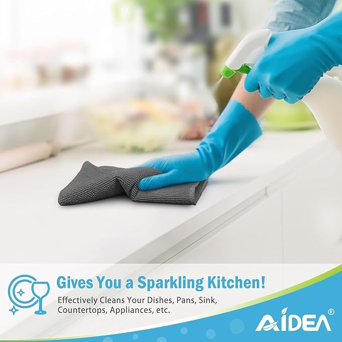 AIDEA Microfiber Cleaning Cloth-400PK, Soft Microfiber Towels for Cars, Absorbent Cleaning Rags, Lint-Free Streak-Free Wash Cloths for House, Kitchen, Window(12in.x12in), Grey