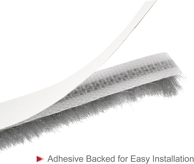 uxcell Weather Stripping Brush, 20ft L x 0.3" W x 0.3" H Self-Adhesive Seal Weatherstrip Sweep Brush Gray for Door Window