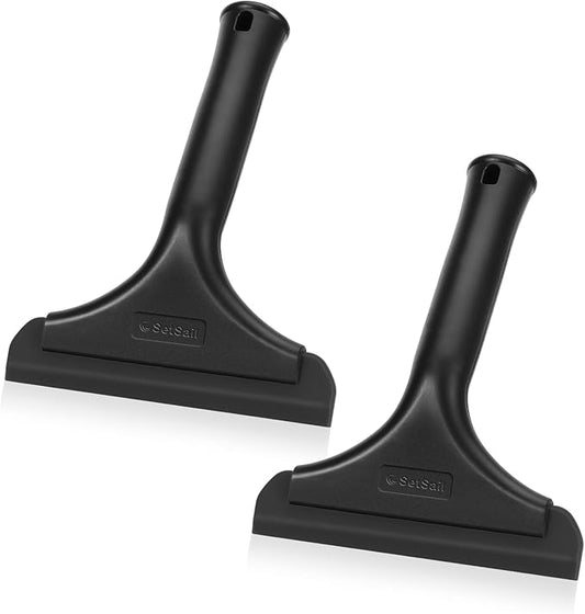 SetSail Shower Squeegee for Glass Doors Small Squeegee for Shower Glass Door Mini Silicone Squeegee for Car Window Cleaning 2 Packs, All Black