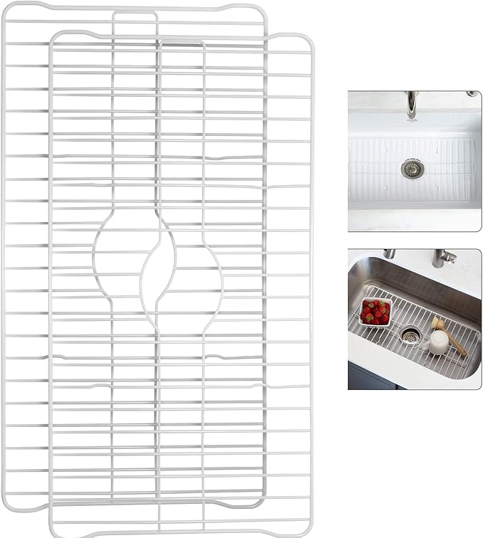 Better Houseware Sink Protectors for Kitchen Sink, Protective Metal Grid, 18.1x12.3x1 inches, White Kitchen Sink Mat to Shield Sink Base from Scratches, Rust-Resistant Coating, 2 Pack, L