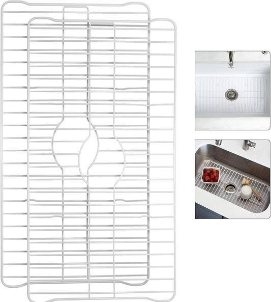 Better Houseware Sink Protectors for Kitchen Sink, Protective Metal Grid, 18.1x12.3x1 inches, White Kitchen Sink Mat to Shield Sink Base from Scratches, Rust-Resistant Coating, 2 Pack, L
