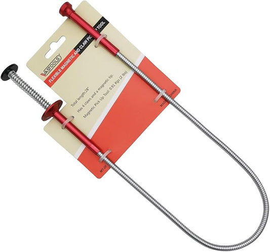 Flexible Claw Pickup Tool with Magnet,28", 2-in-1 Magnetic Pickup Tool, 4-Finger Claw, Rustless Flexible and Stiff Shaft, User-friendly, Versatile