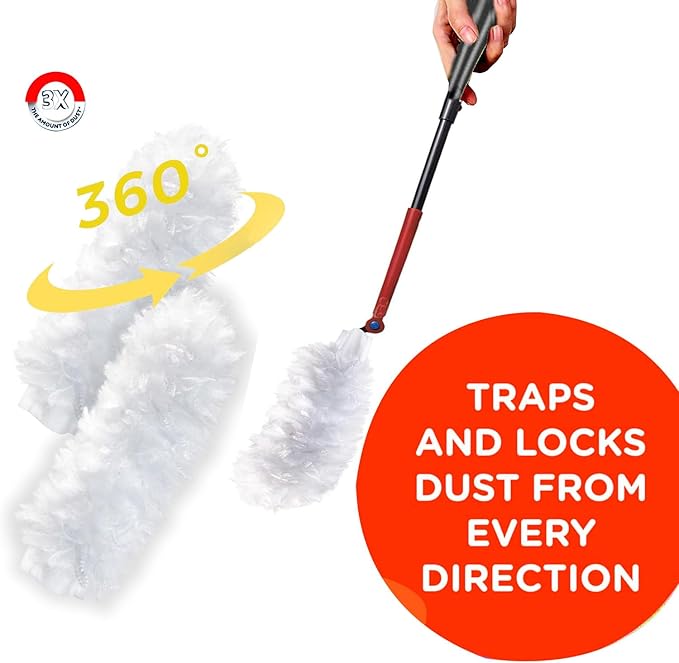 10 Count Heavy Duty Dusting Refills for O Cedar Flex & Catch | Disposable Duster Refill with Cleaning Fibers | Traps 3X More Dust Than Traditional Feather Duster