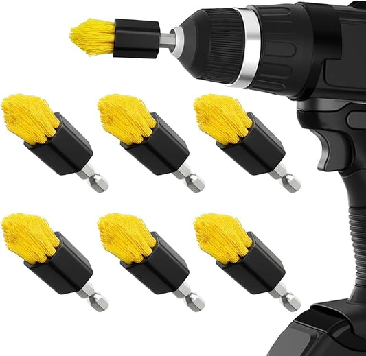 Holikme 6 piece Drill Brush with Multi-Purpose & Grout Head,Crevice Cleaning Brush，3/4”W Drill Brush Attachment Set, Detailing Brushes for Home/Kitchen/Bathroom/Grout/Tile/Shower/Tub
