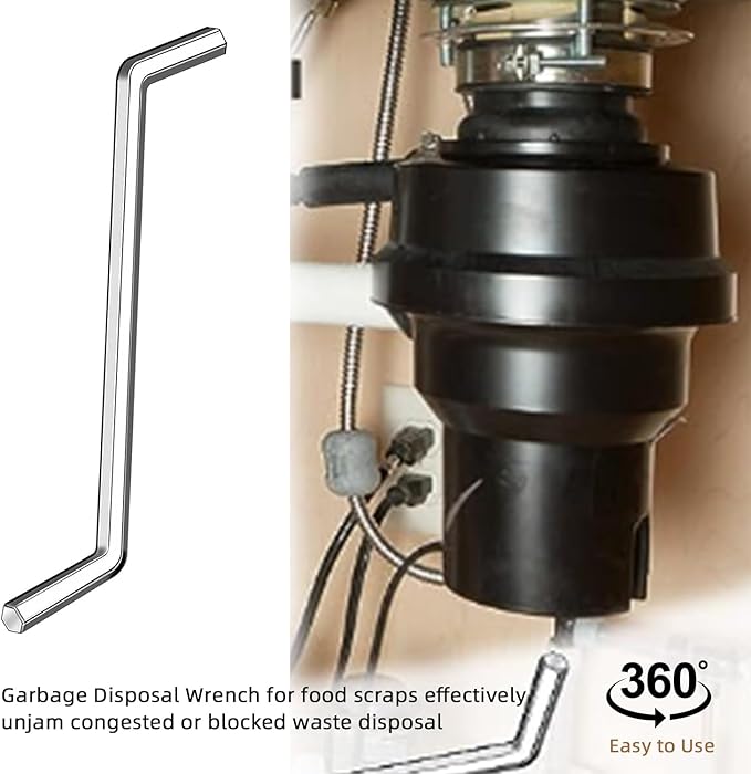 Woiron Garbage Disposer Unjamming Wrench with 2 PCS Allen Wrench Tool for Removing Clogs Above The Sink