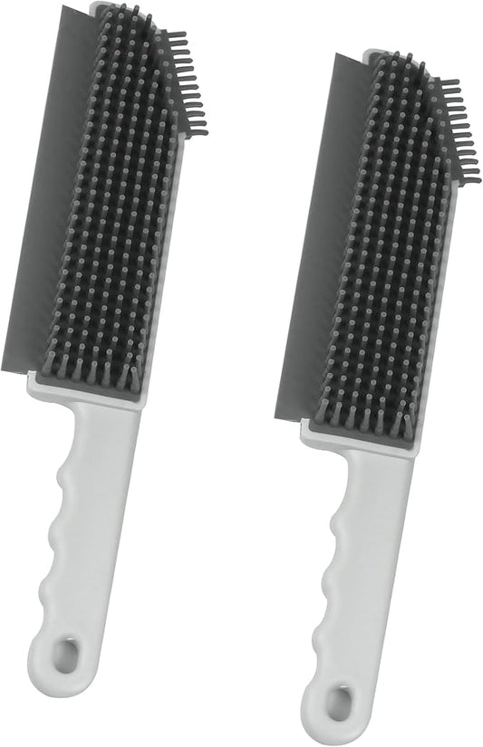 Multifunctional Cleaning Brush 2 Pcs Silicone Cleaning Brush Small Crevice Brush Scraper Brush Cleaner Kitchen Sink Squeegee Bathroom Countertop Floor Window Mirror Bathtub (White)