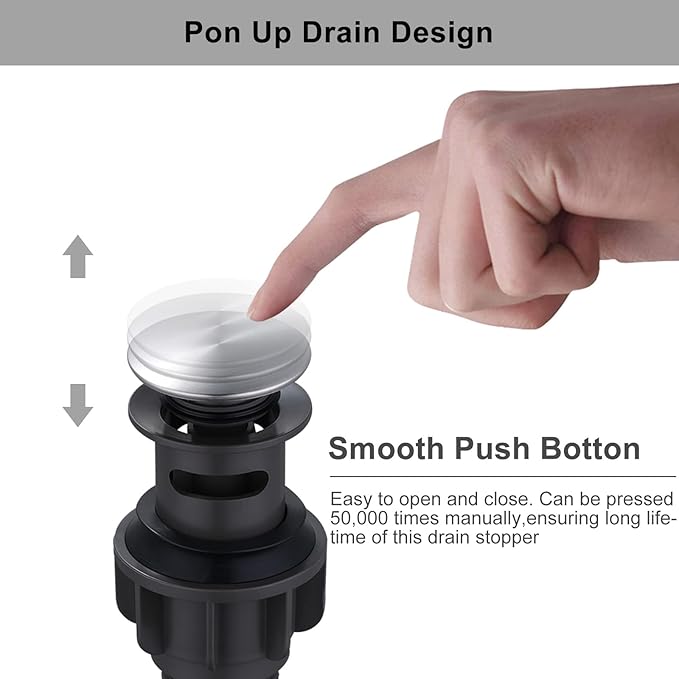 Bathroom Sink Stopper, Pop Up Drain Stopper for Bathroom Sink with Overflow, Built-in Anti-Clogging Strainer, Brushed Nickel
